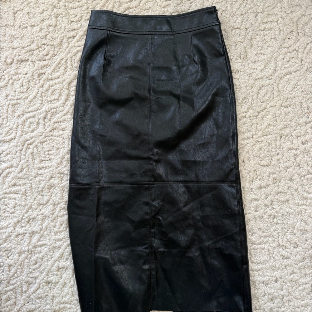 Nati Boutique Black Faux Leather Skirt